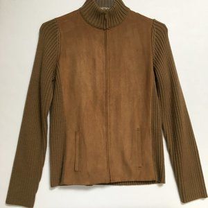 Faux Suede Panel Jacket